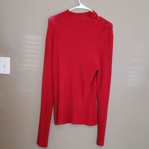 Worthington Women Long Sleeve Lipstick Red  Mock Neck Pullover Sweater  Size L